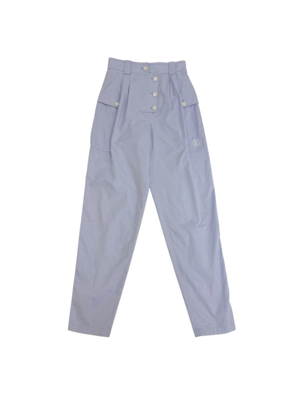 Louis Vuitton Cotton 100% LV Logo Embroidery Pants Light Blue 34